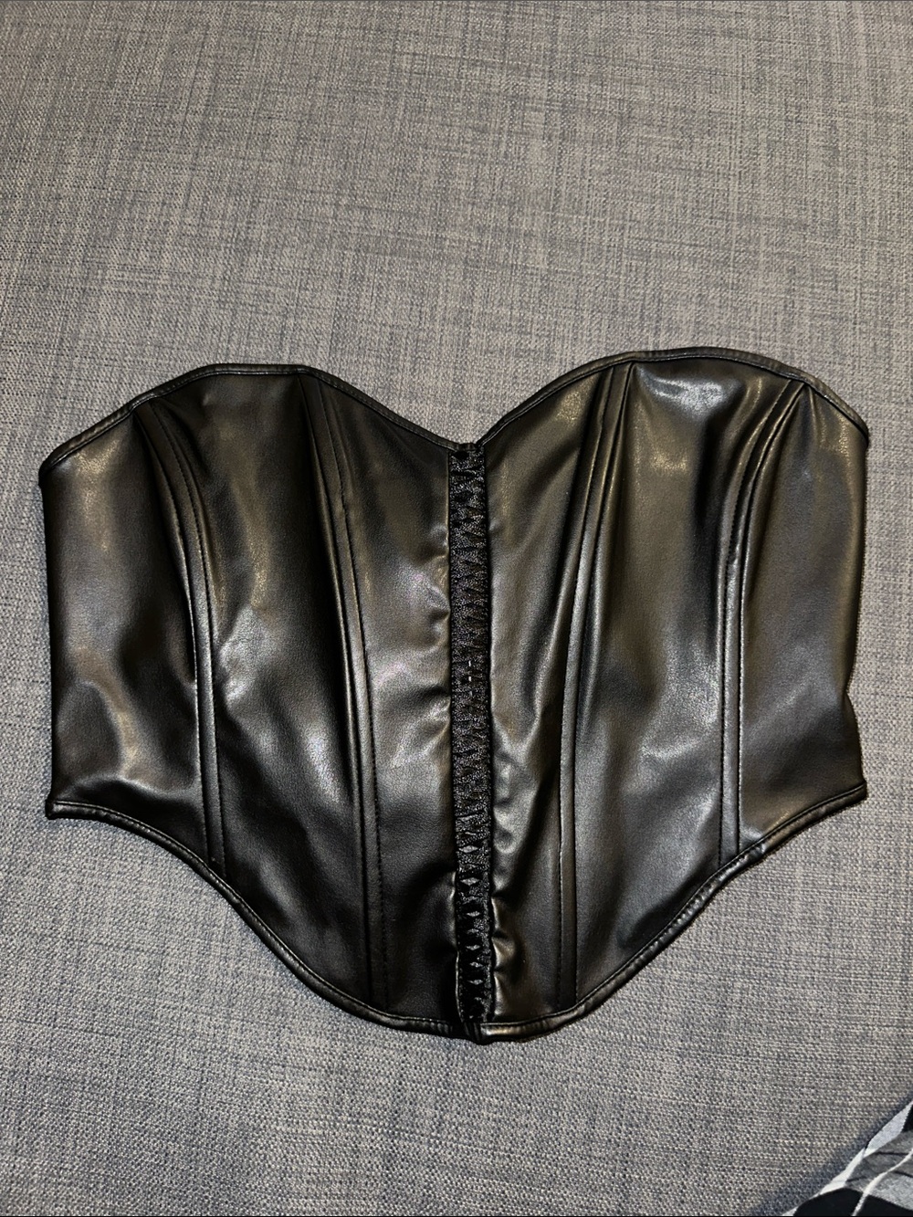 Hollister Black Faux Leather Strapless Corset